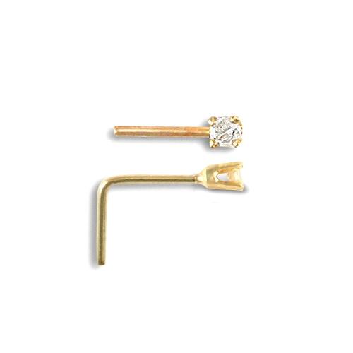 9ct Yellow Gold 0.02ct Claw Set Round Diamond Solitaire Nose Stud - David Ashley