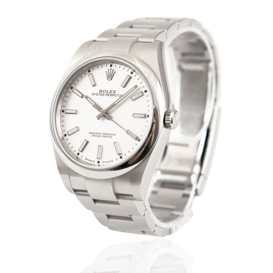 Pre-Owned Rolex Oyster Perpetual White Face Stainless Steel Ref: 114300