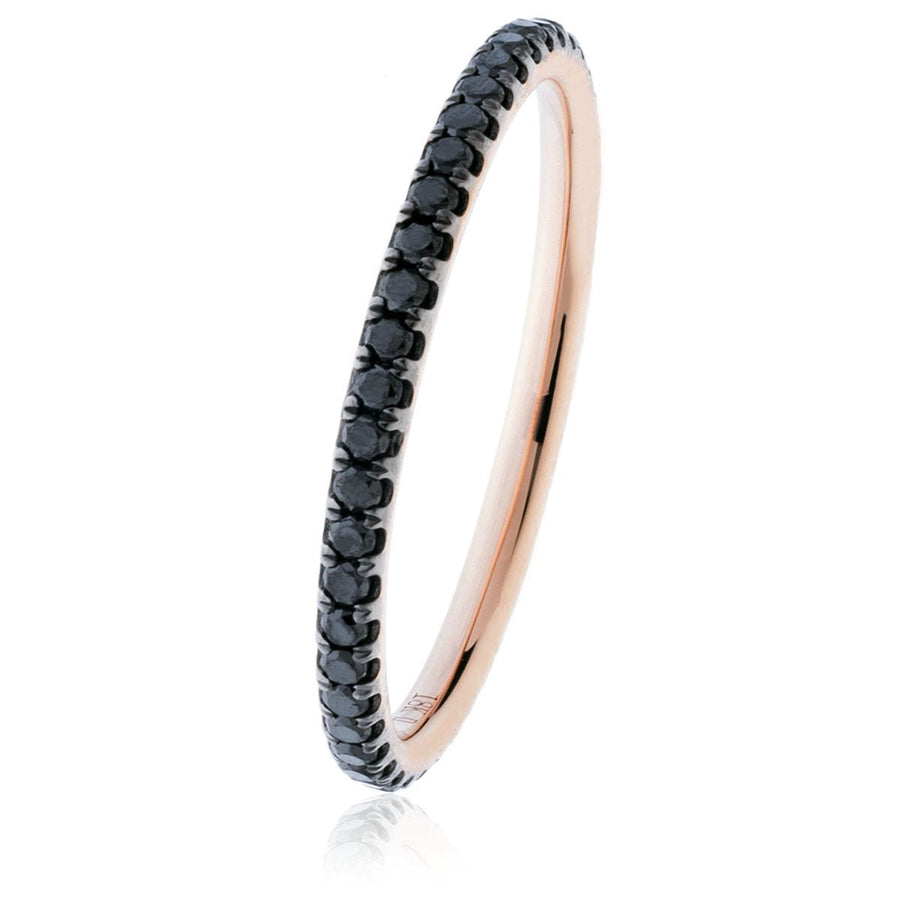 Black Diamond Full Eternity Ring 0.35ct 1.5mm in 18k Rose Gold - David Ashley