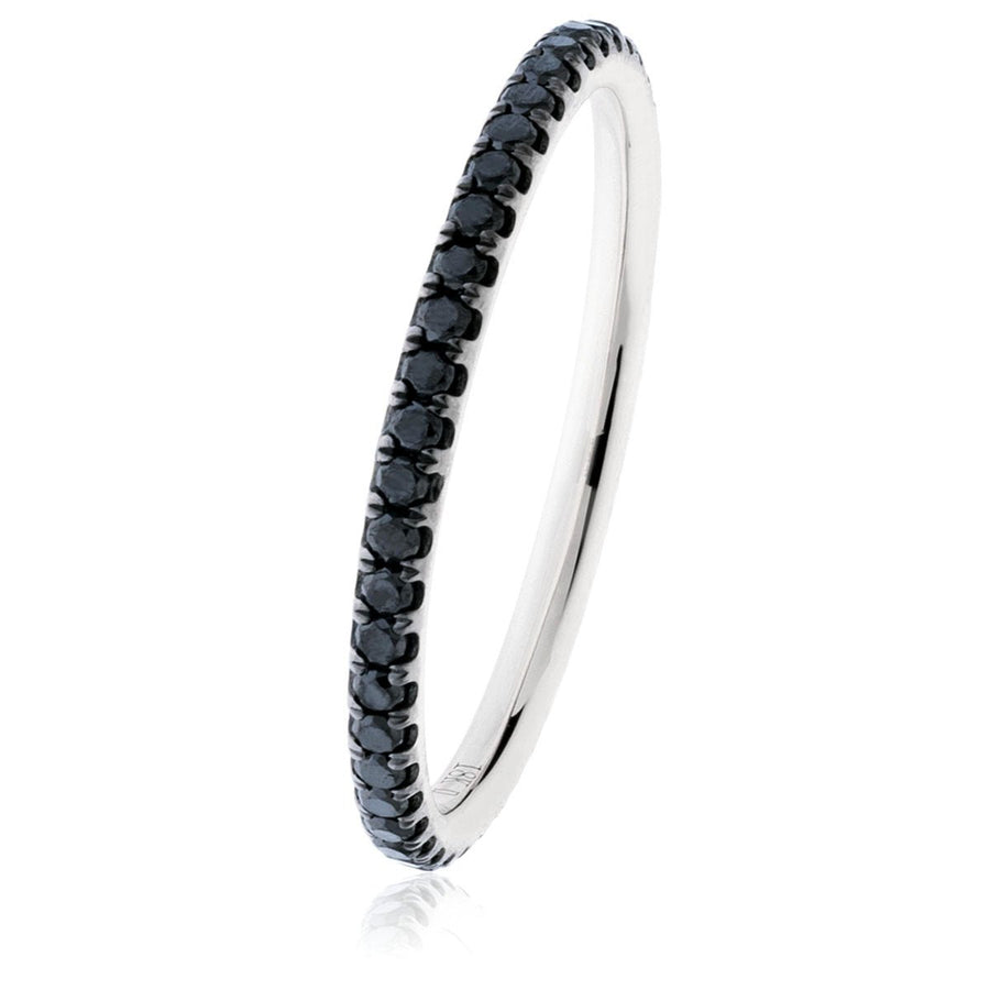 Black Diamond Full Eternity Ring 0.35ct 1.5mm in 18k White Gold - David Ashley