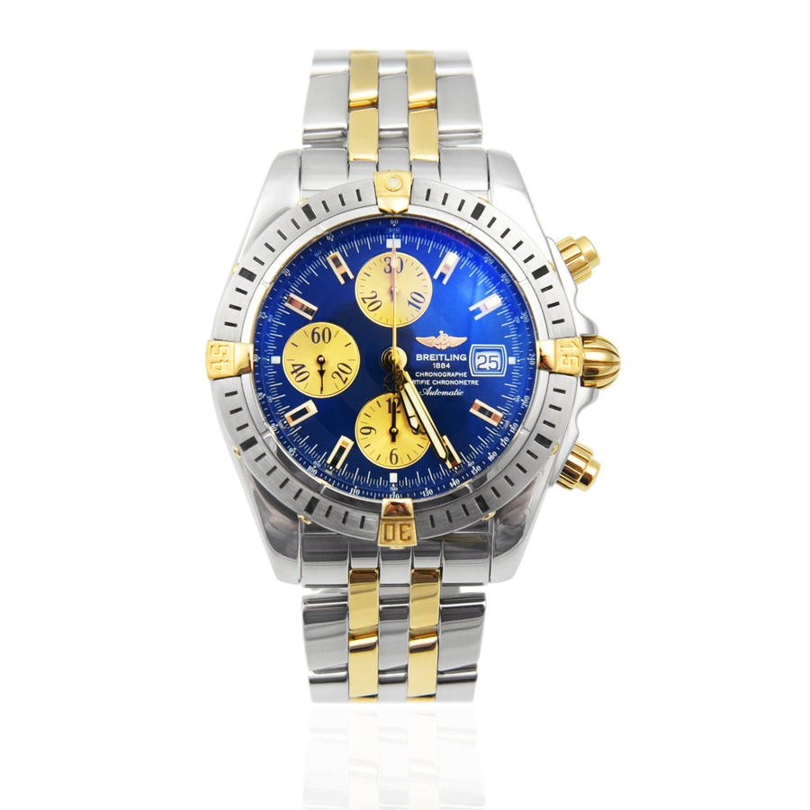 Breitling Chronomat Evolution Blue Dial Gold & Steel Ref: B13356 - David Ashley