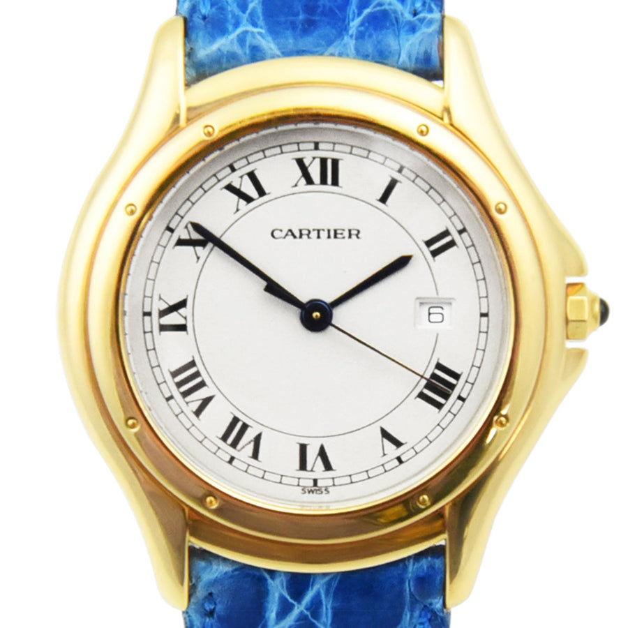 Cartier Cougar White Dial Leather Ref: 887920 - David Ashley