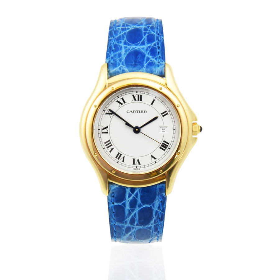 Cartier Cougar White Dial Leather Ref: 887920 - David Ashley