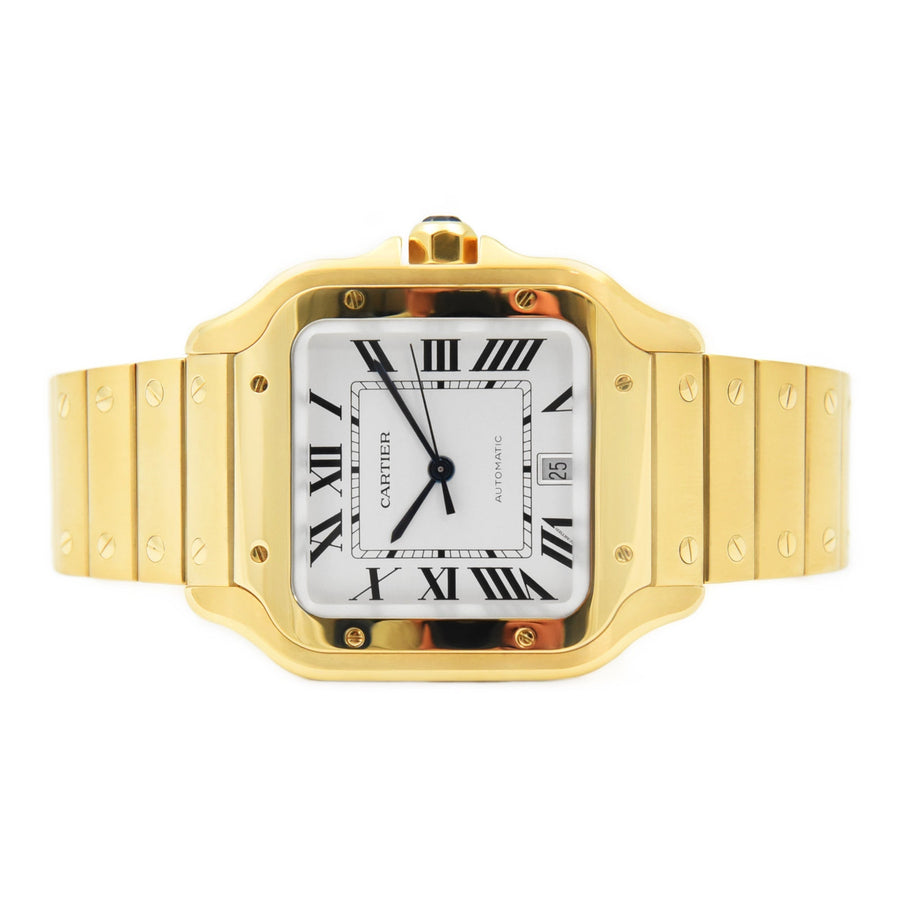 Cartier Santos De Cartier Silver Dial 18K Yellow Gold Ref: WGSA0029 - David Ashley