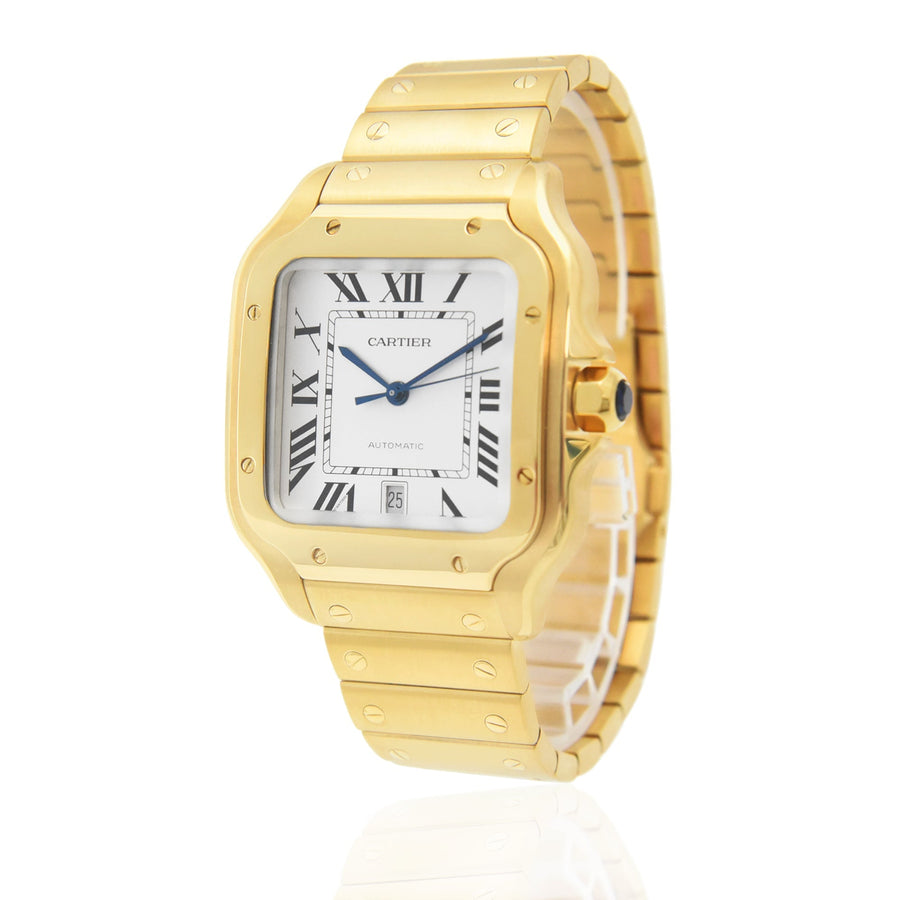 Cartier Santos De Cartier Silver Dial 18K Yellow Gold Ref: WGSA0029 - David Ashley