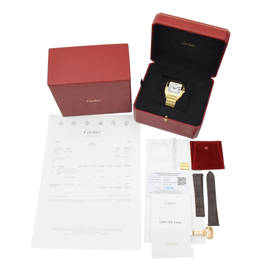 Cartier Santos De Cartier Silver Dial 18K Yellow Gold Ref: WGSA0029 - David Ashley