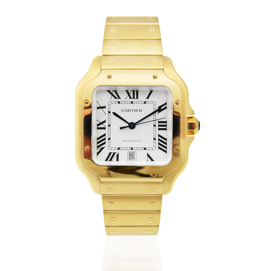 Cartier Santos De Cartier Silver Dial 18K Yellow Gold Ref: WGSA0029 - David Ashley