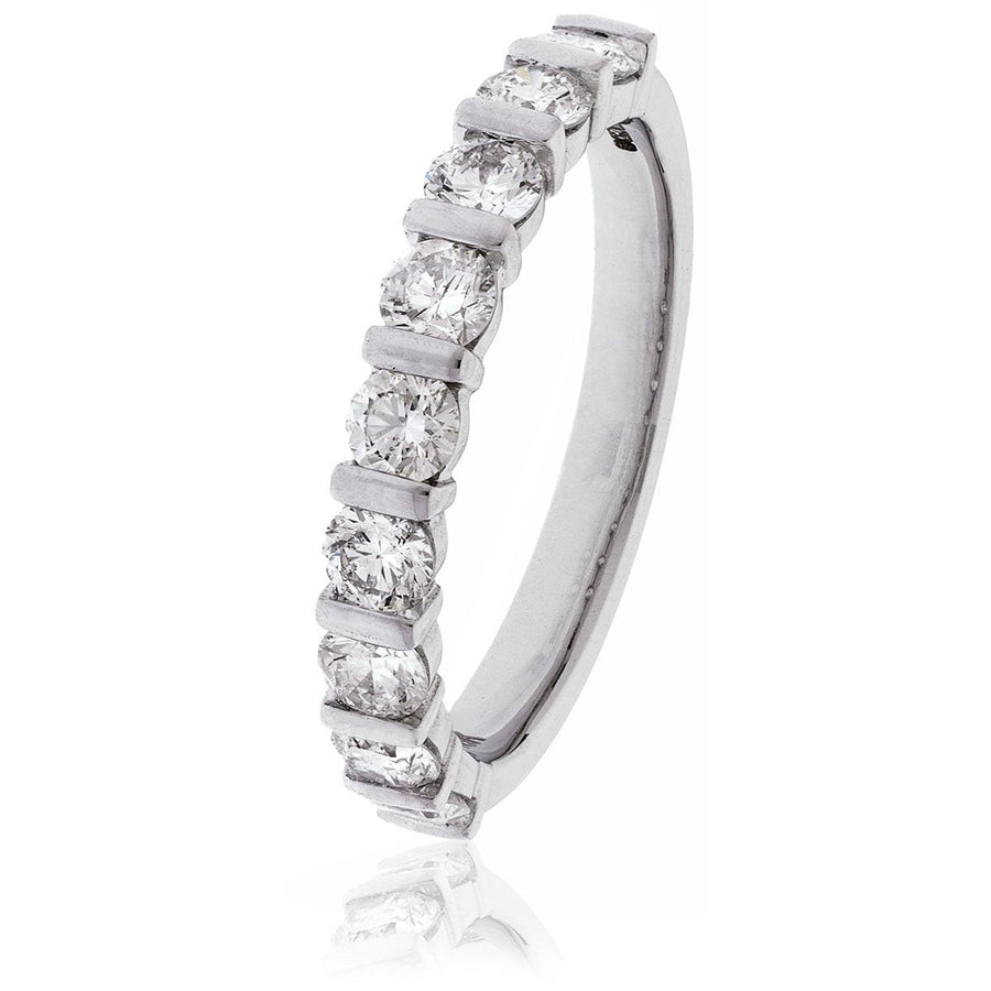 Diamond 10 Stone Eternity Ring 0.75ct F-VS Quality in 18k White Gold - David Ashley