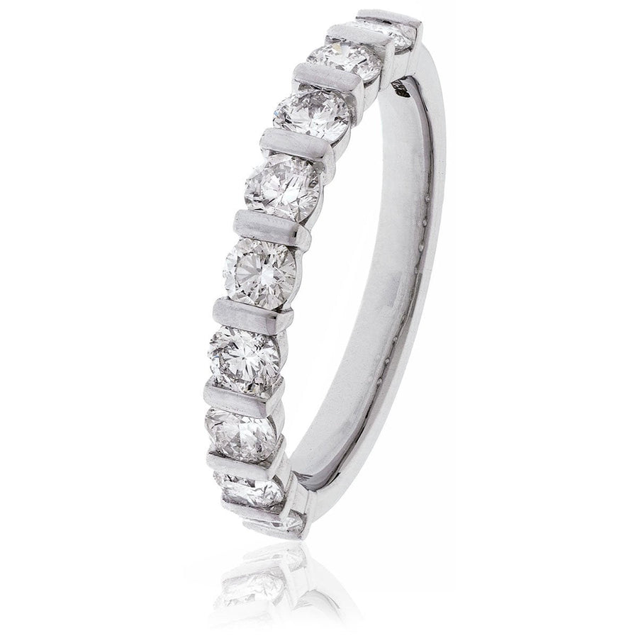 Diamond 10 Stone Eternity Ring 0.75ct F-VS Quality in Platinum - David Ashley