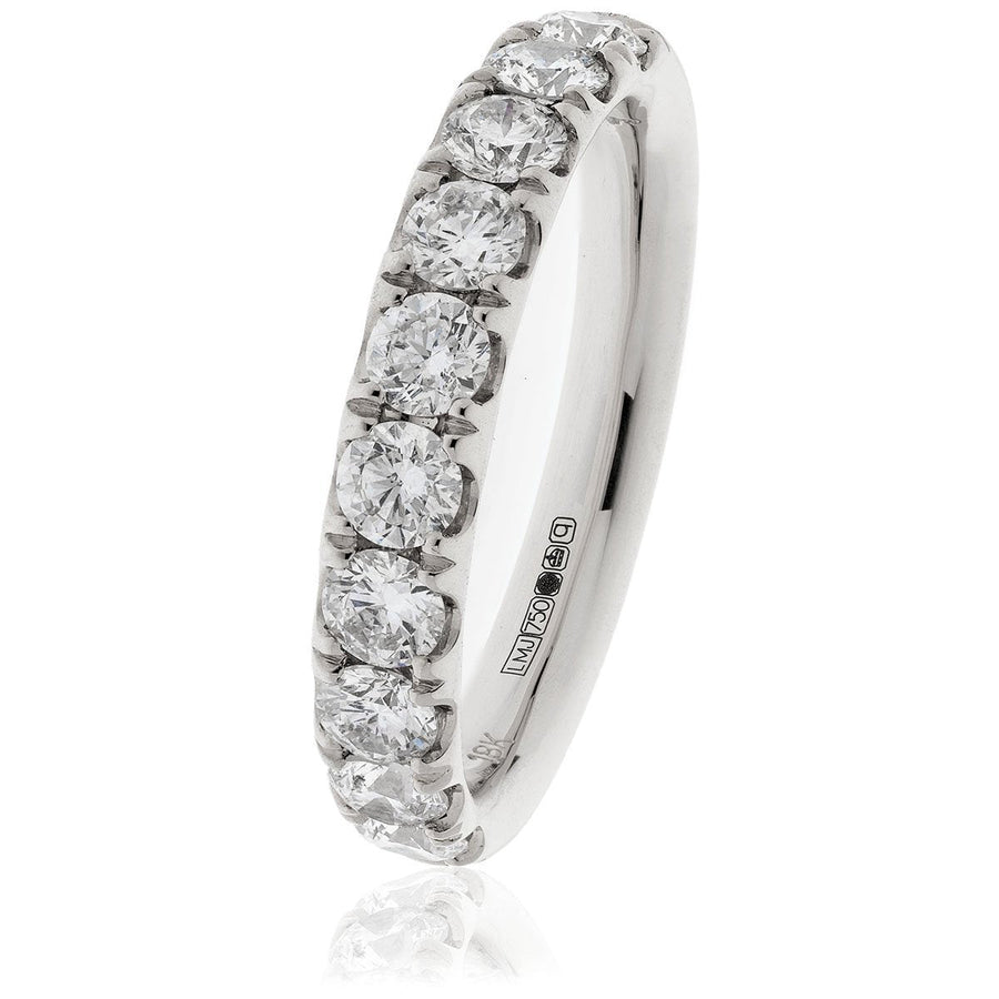 Diamond 10 Stone Eternity Ring 1.00ct F-VS Quality in 18k White Gold - David Ashley
