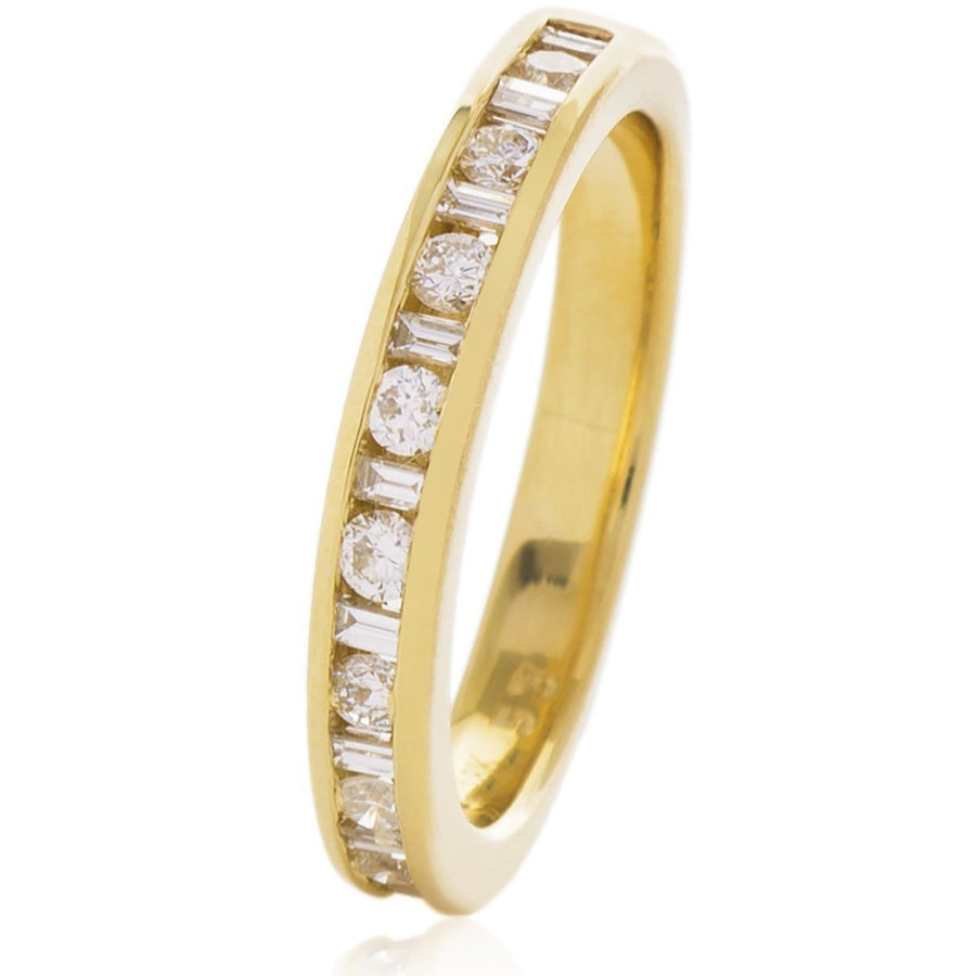 Diamond 15 Stone Eternity Ring 0.75ct F-VS Quality in 18k Yellow Gold - David Ashley