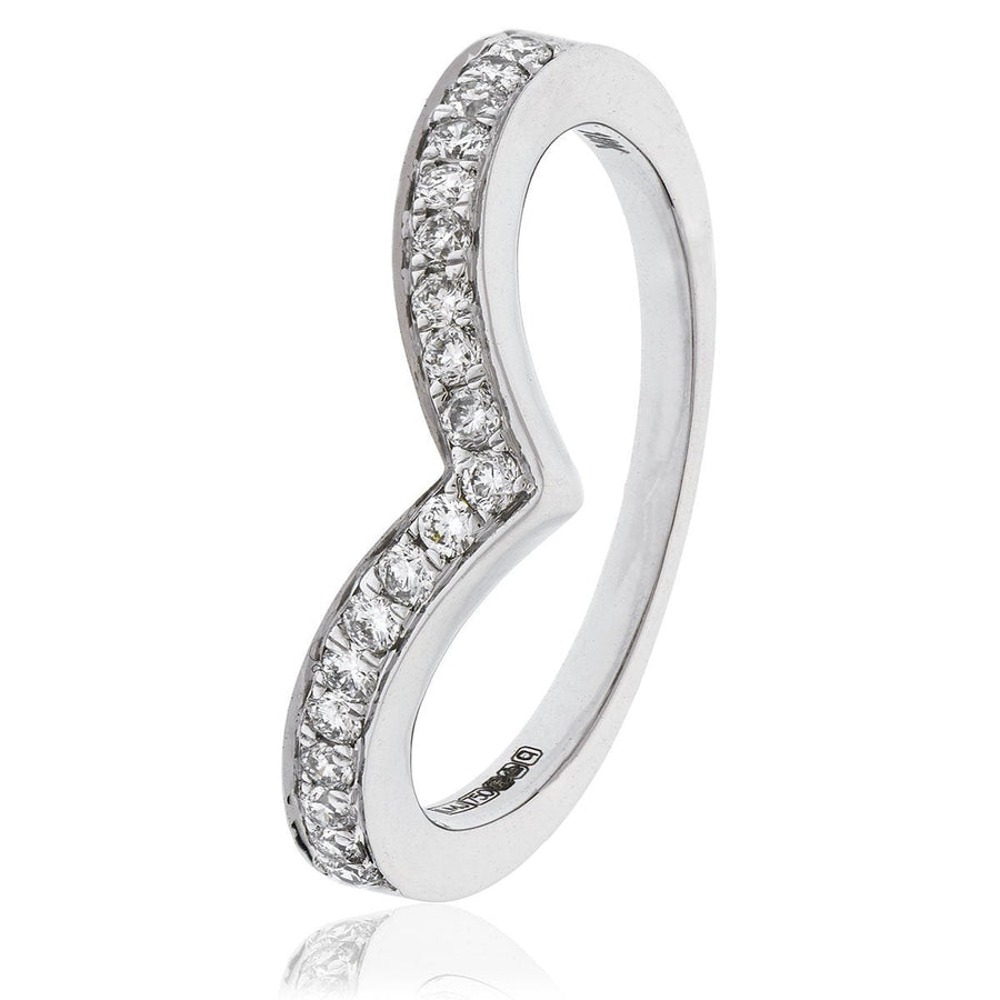 Diamond 15 Stone Wishbone Ring 0.50ct F-VS Quality in 18k White Gold - David Ashley