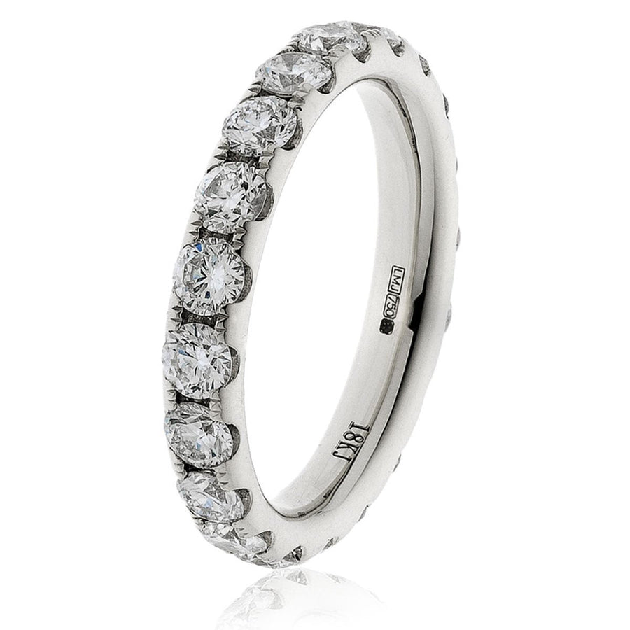 Diamond 17 Stone Full Eternity Ring 4.11ct F-VS Quality 18k White Gold - David Ashley