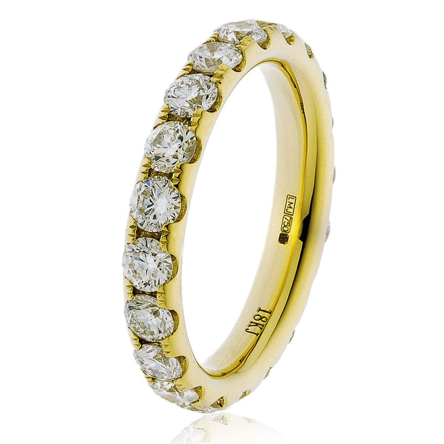 Diamond 17 Stone Full Eternity Ring 4.11ct F-VS Quality 18k Yellow Gold - David Ashley