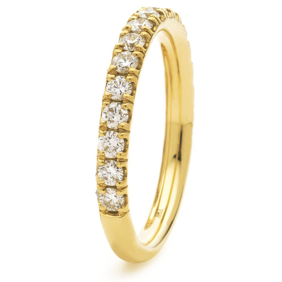 Diamond 18 Stone Eternity Ring 0.50ct F-VS Quality in 18k Yellow Gold - David Ashley
