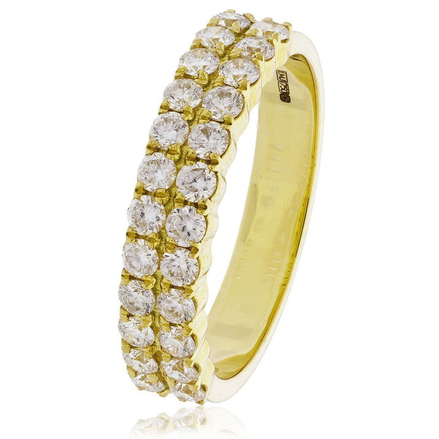 Diamond 18 Stone Eternity Ring 1.55ct F-VS Quality in 18k Yellow Gold - David Ashley