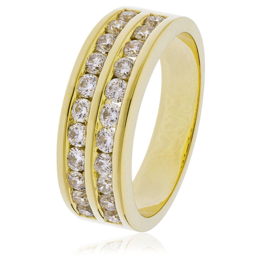 Diamond 22 Stone Eternity Ring 0.75ct F-VS Quality in 18k Yellow Gold - David Ashley