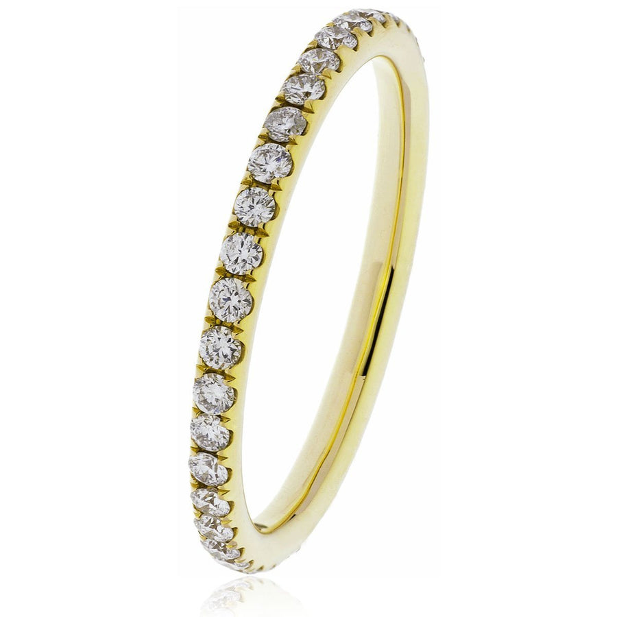 Diamond 28 Stone Full Eternity Ring 1.00ct F-VS Quality 18k Yellow Gold - David Ashley