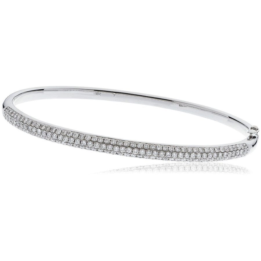 Diamond 3 Row Pave Bangle 1.50ct F VS Quality in 18k White Gold - David Ashley