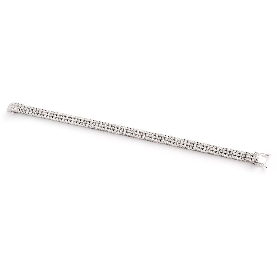 Diamond 3 Row Tennis Bracelet 10.55ct F VS Quality in 18k White Gold - David Ashley