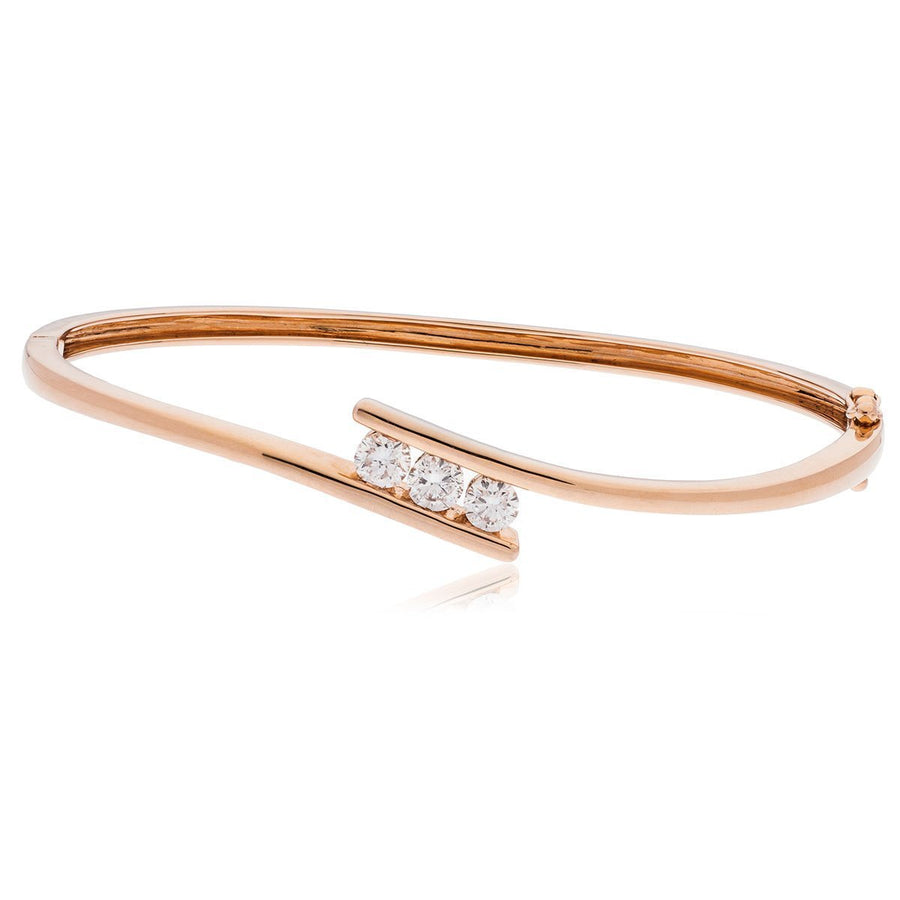 Diamond 3 Stone Bangle 0.33ct G SI Quality in 9k Rose Gold - David Ashley