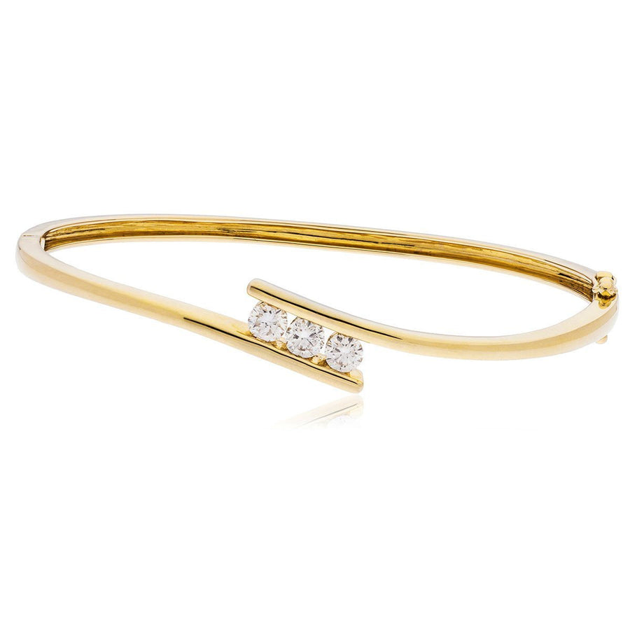 Diamond 3 Stone Bangle 0.33ct G SI Quality in 9k Yellow Gold - David Ashley