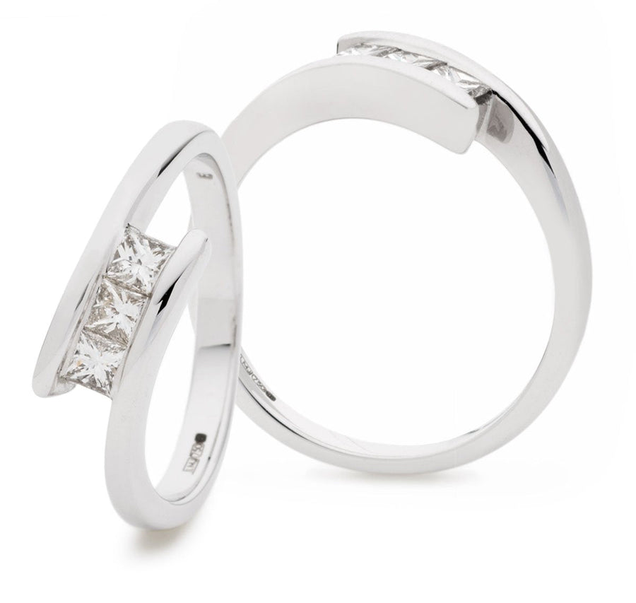 Diamond 3 Stone Engagement Ring 0.33ct F-VS Quality in 18k White Gold - David Ashley