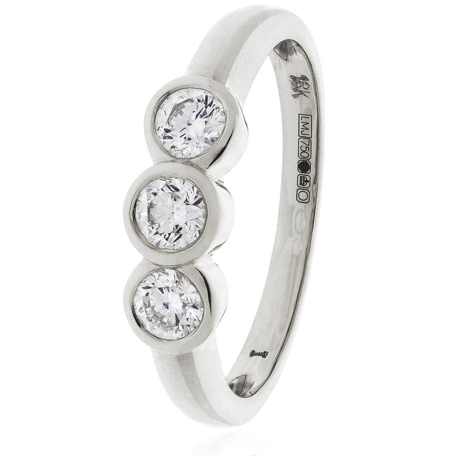 Diamond 3 Stone Engagement Ring 1.00ct F-VS Quality in 18k White Gold - David Ashley