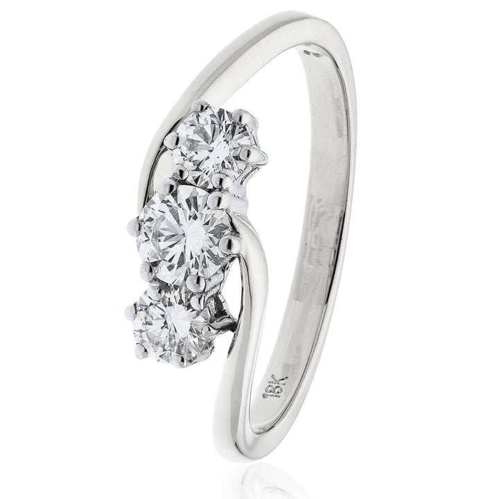 Diamond 3 Stone Engagement Ring 1.20ct F-VS Quality in 18k White Gold - David Ashley
