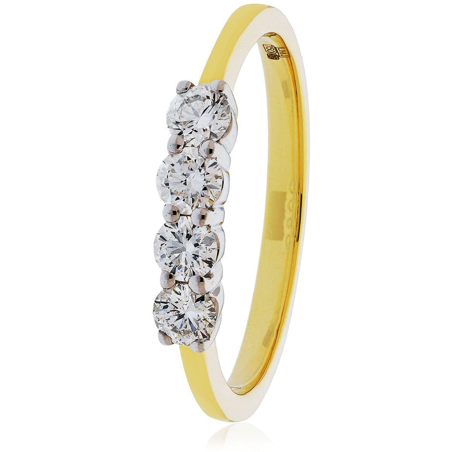 Diamond 4 Stone Eternity Ring 0.45ct F-VS Quality in 18k Yellow Gold - David Ashley
