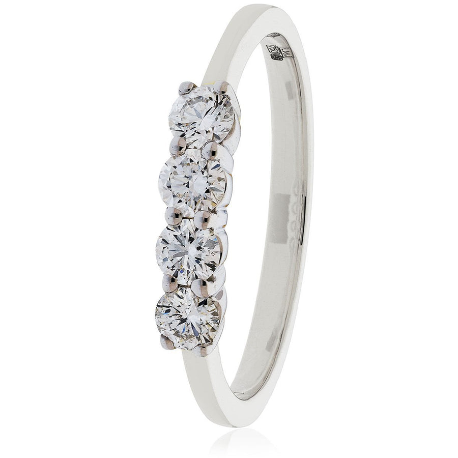 Diamond 4 Stone Eternity Ring 1.40ct F-VS Quality in 18k White Gold - David Ashley