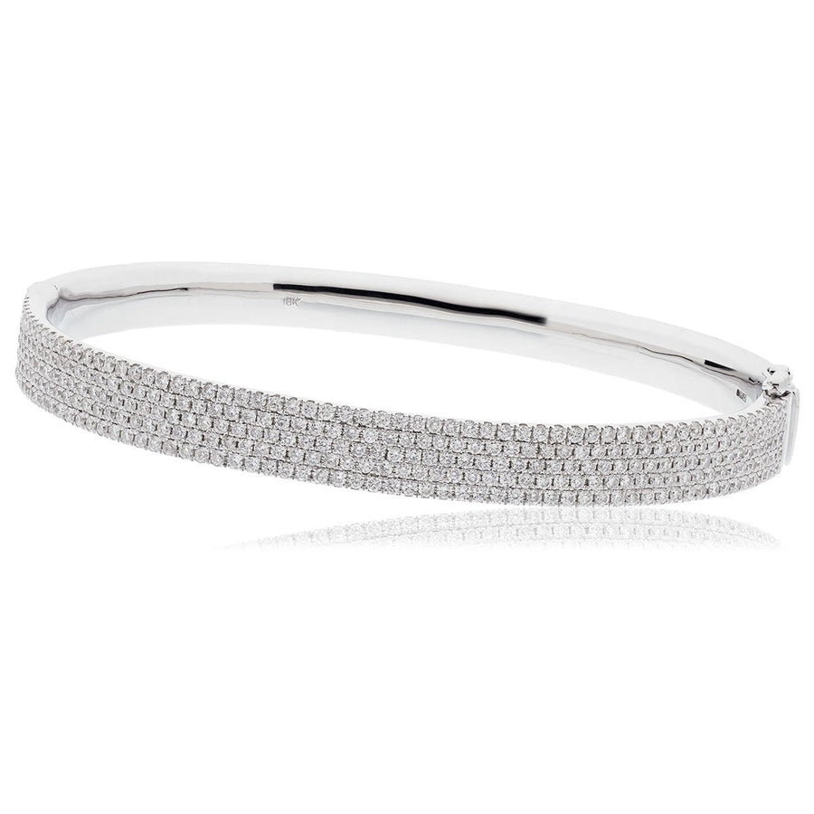 Diamond 5 Row Bangle 2.65ct F VS Quality in 18k White Gold - David Ashley