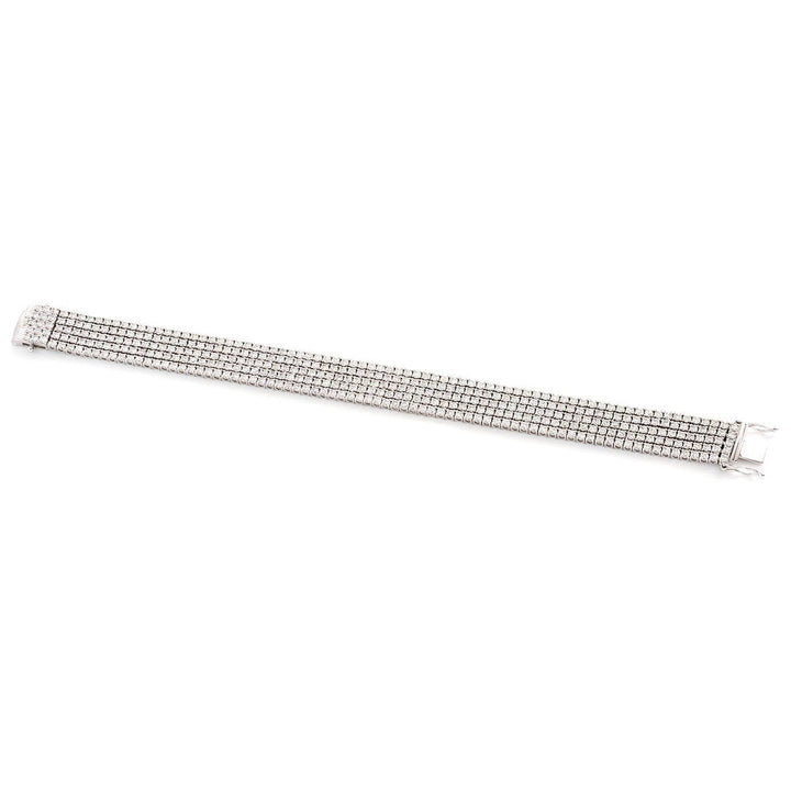 Diamond 5 Row Tennis Bracelet 14.40ct F VS Quality in 18k White Gold - David Ashley