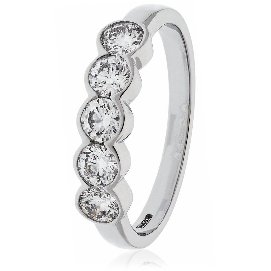 Diamond 5 Stone Eternity Ring 1.35ct F-VS Quality in Platinum - David Ashley