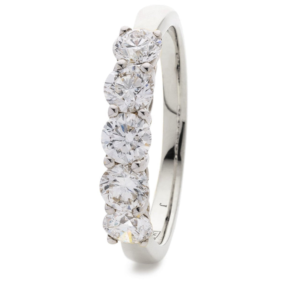 Diamond 5 Stone Eternity Ring 1.50ct F-VS Quality in 18k White Gold - David Ashley