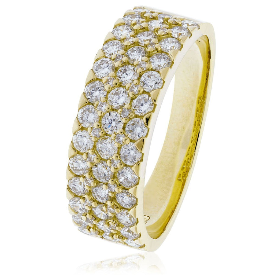 Diamond 63 Stone Eternity Ring 1.10ct F-VS Quality in 18k Yellow Gold - David Ashley