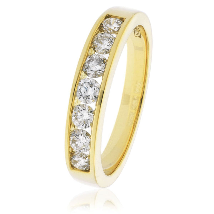 Diamond 7 Stone Eternity Ring 0.20ct F-VS Quality in 18k Yellow Gold - David Ashley