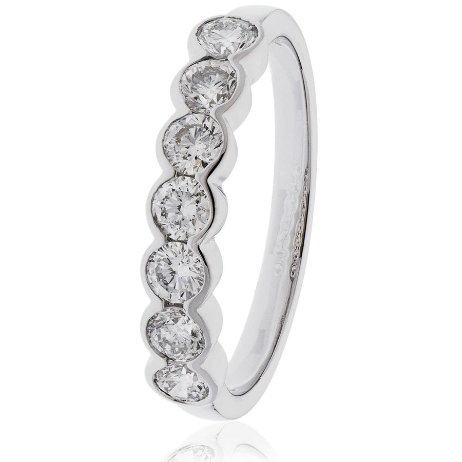 Diamond 7 Stone Eternity Ring 0.75ct F-VS Quality in 18k White Gold - David Ashley
