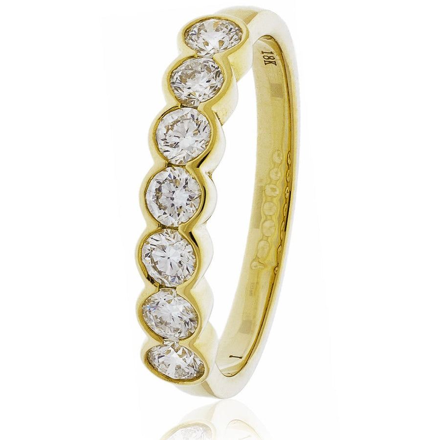 Diamond 7 Stone Eternity Ring 0.75ct F-VS Quality in 18k Yellow Gold - David Ashley