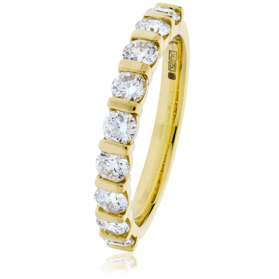 Diamond 7 Stone Eternity Ring 1.40ct F-VS Quality in 18k Yellow Gold - David Ashley