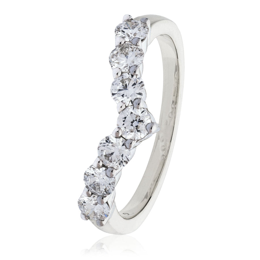 Diamond 7 Stone Wishbone Ring 0.80ct G-SI Quality in 18k White Gold - David Ashley