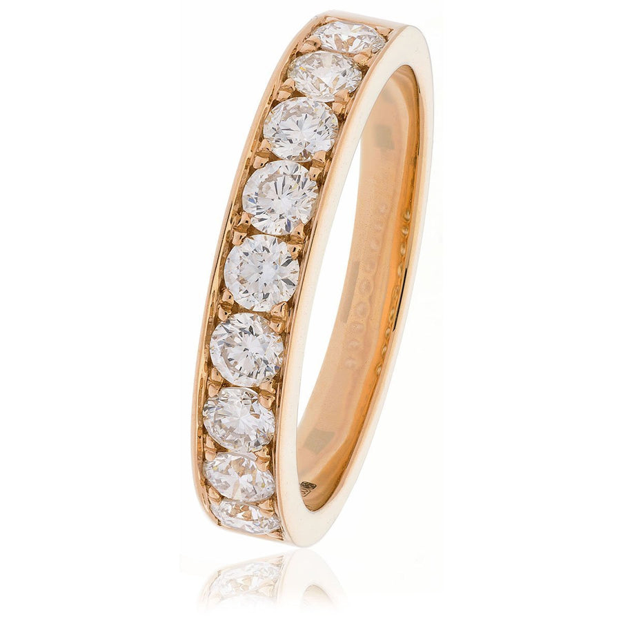 Diamond 9 Stone Eternity Ring 0.75ct F-VS Quality in 18k Rose Gold - David Ashley