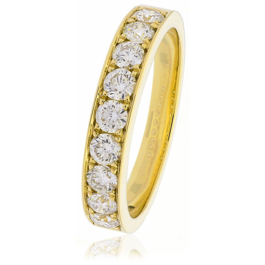 Diamond 9 Stone Eternity Ring 0.75ct F-VS Quality in 18k Yellow Gold - David Ashley
