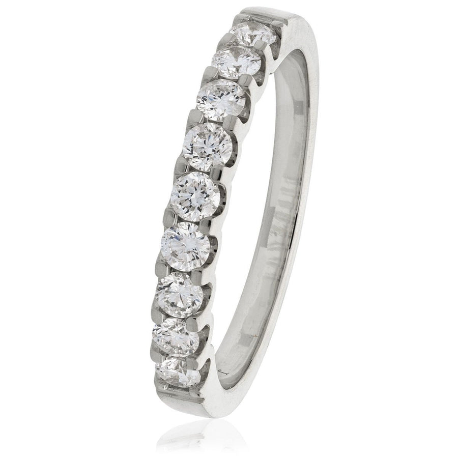 Diamond 9 Stone Eternity Ring 0.80ct F-VS Quality in Platinum - David Ashley