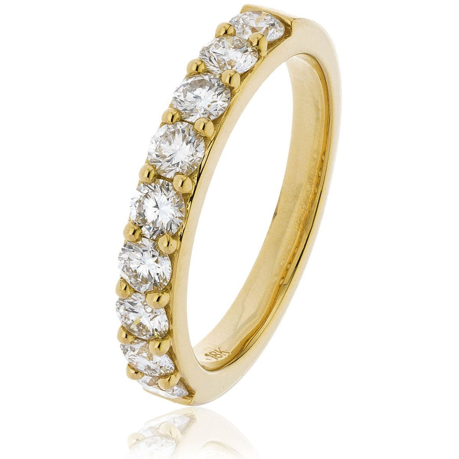 Diamond 9 Stone Eternity Ring 1.00ct F-VS Quality in 18k Yellow Gold - David Ashley
