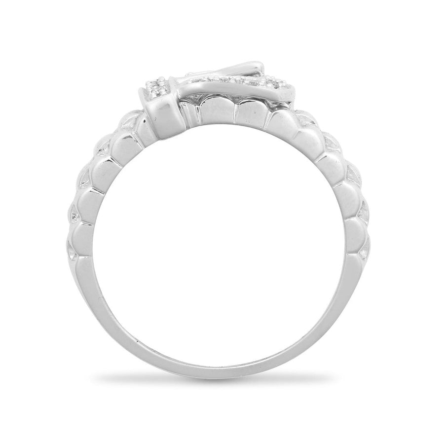 Diamond Buckle Ring 0.15ct Premium Quality set in 9ct White Gold - David Ashley