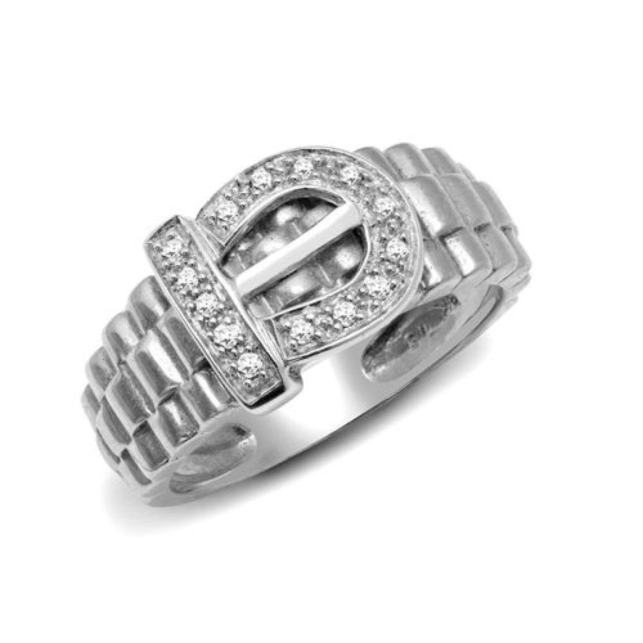Diamond Buckle Ring 0.15ct Premium Quality set in 9ct White Gold - David Ashley