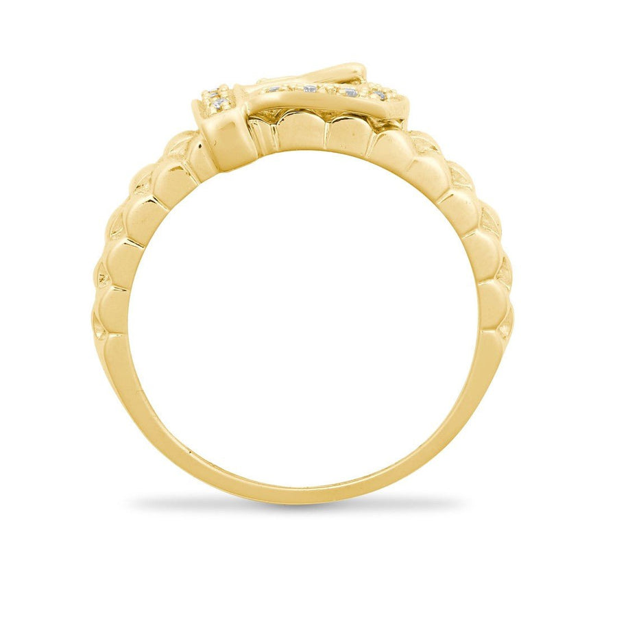 Diamond Buckle Ring 0.15ct Premium Quality set in 9ct Yellow Gold - David Ashley