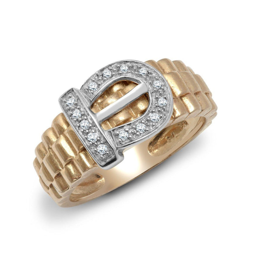 Diamond Buckle Ring 0.15ct Premium Quality set in 9ct Yellow Gold - David Ashley