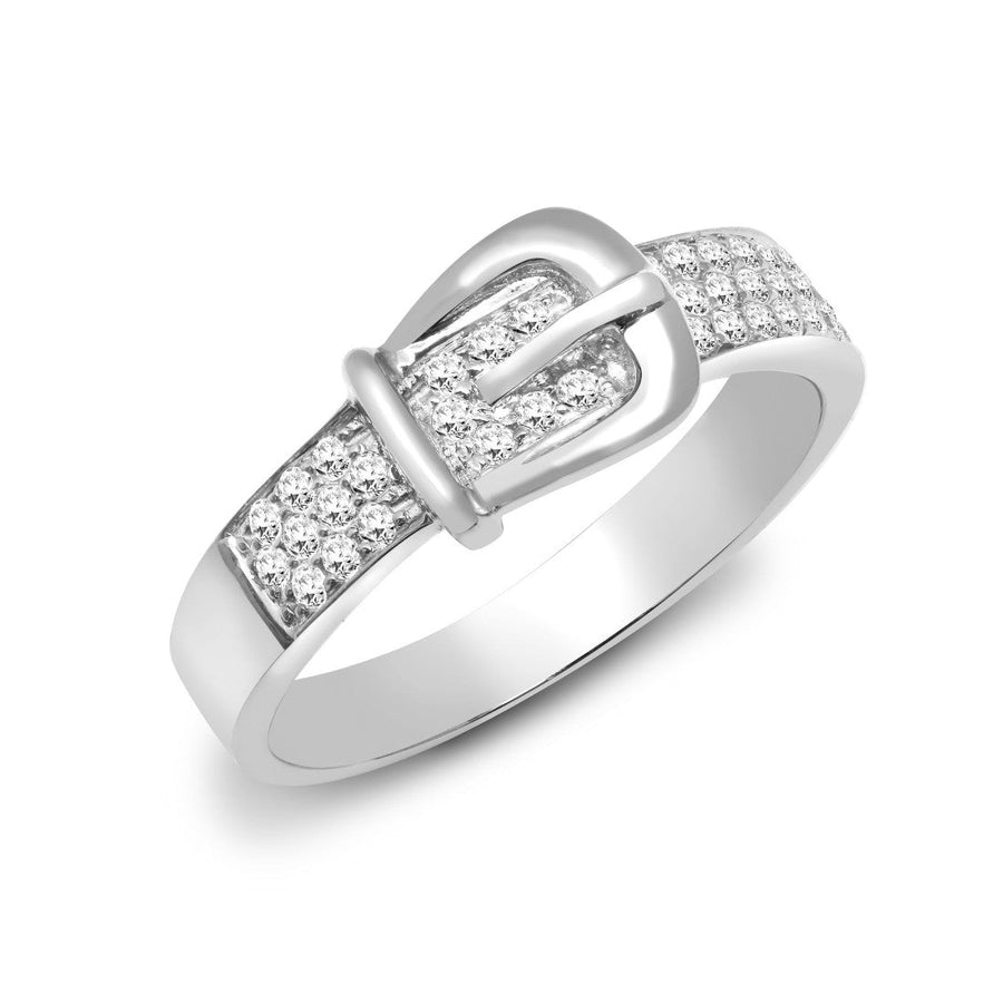 Diamond Buckle Ring 0.34ct Premium Quality set in 18ct White Gold - David Ashley